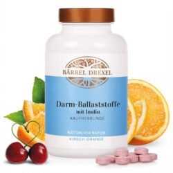 Фибри Darm-Ballastostoffe на немската компания Bärbel Drexel е висококачествен продукт с вкус на череша и портокал, който спомага за възстановяване баланса на чревната флора oт biobabycare.bg