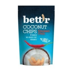 Този Био Кокосов Чипс с Чили на Bett'r е комбинация от тънки кокосови парченца и ароматни чили подправки с лек опушен завършек oт biobabycare.bg