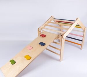 Многофункционален Триъгълник 4 Части + Стена за Катерене/Пързалка - Smart Toys
