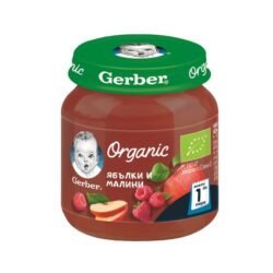 Био пюре ябълки и малини на Gerber за 6+ месеца от www.biobabycare.bg