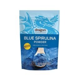 Био синя спирулина на прах Dragon Superfoods е естествен син пигмент протеин, изв лечен от водораслото Spirulina platensis oт biobabycare.bg